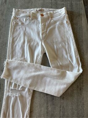 Fidelity Belvedere Crop Skinny Jeans - Distressed white denim